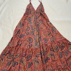 Paisley Print Halter Maxi Dress